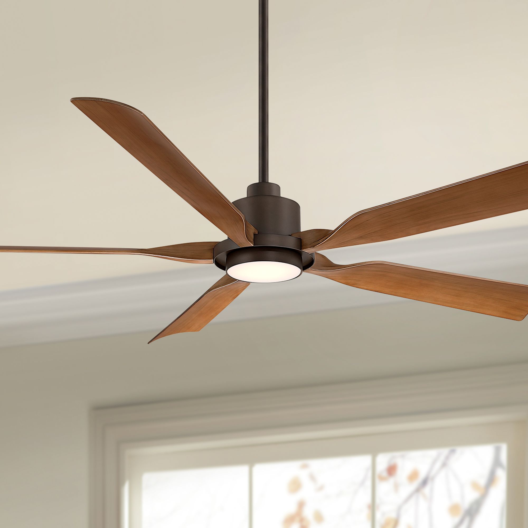 Image 1 60" Casa Vieja Stonebrook Bronze and Barnwood Damp LED Ceiling Fan in scene