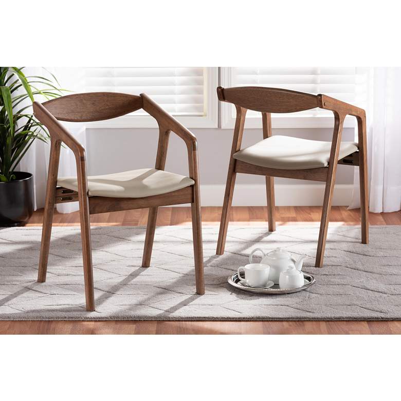 Image 1 Harland Gray Faux Leather and Wood Dining Chairs Set of 2 in scene