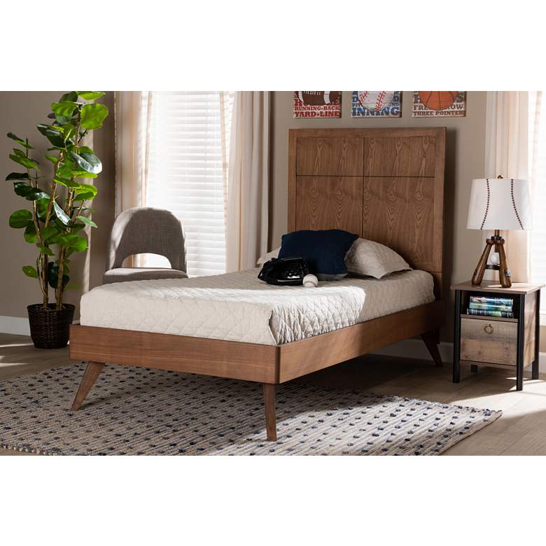 Image 1 Baxton Studio Noela Walnut Brown Twin Size Platform Bed in scene