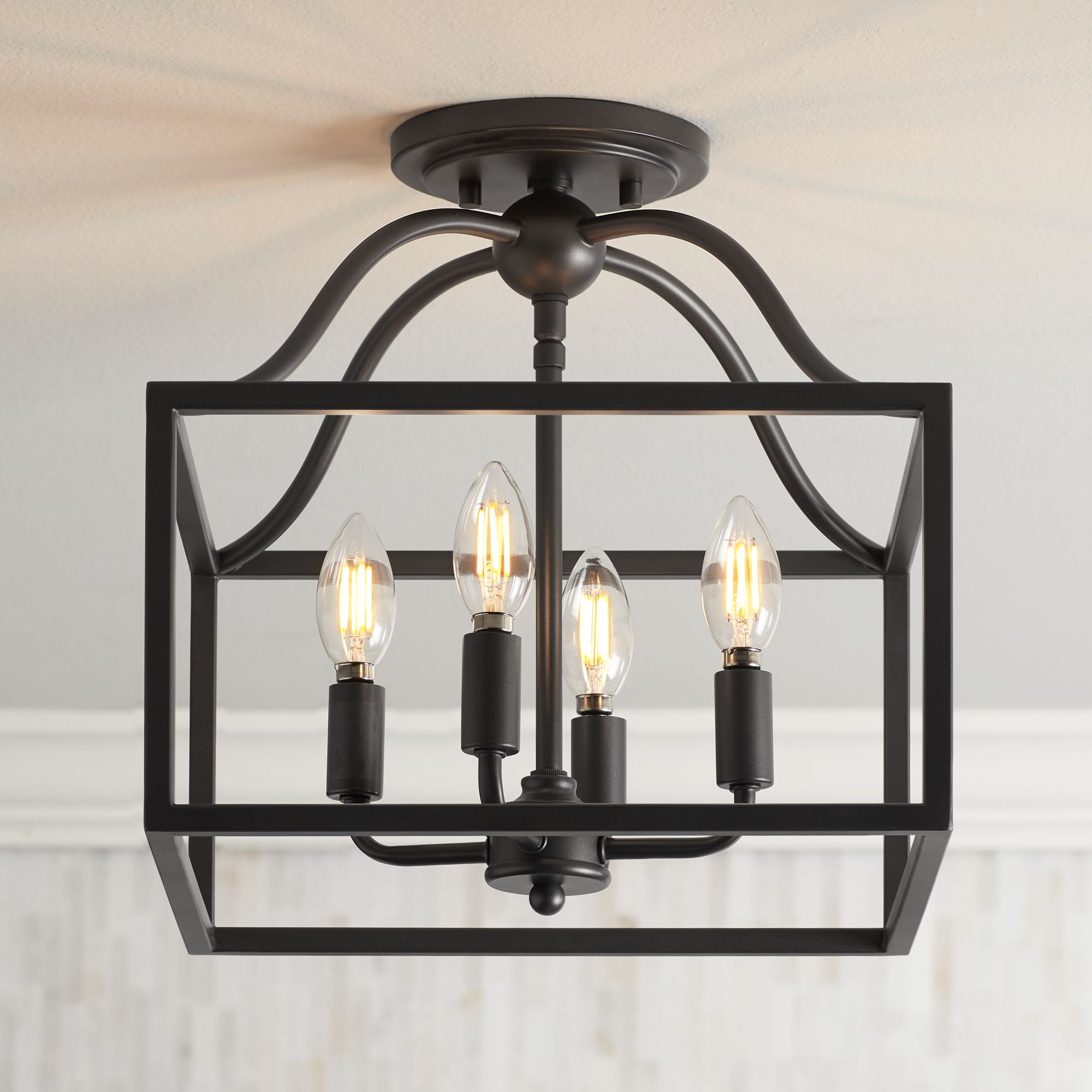 Black, Semi Flush Mount, Close To Ceiling Lights Lamps Plus