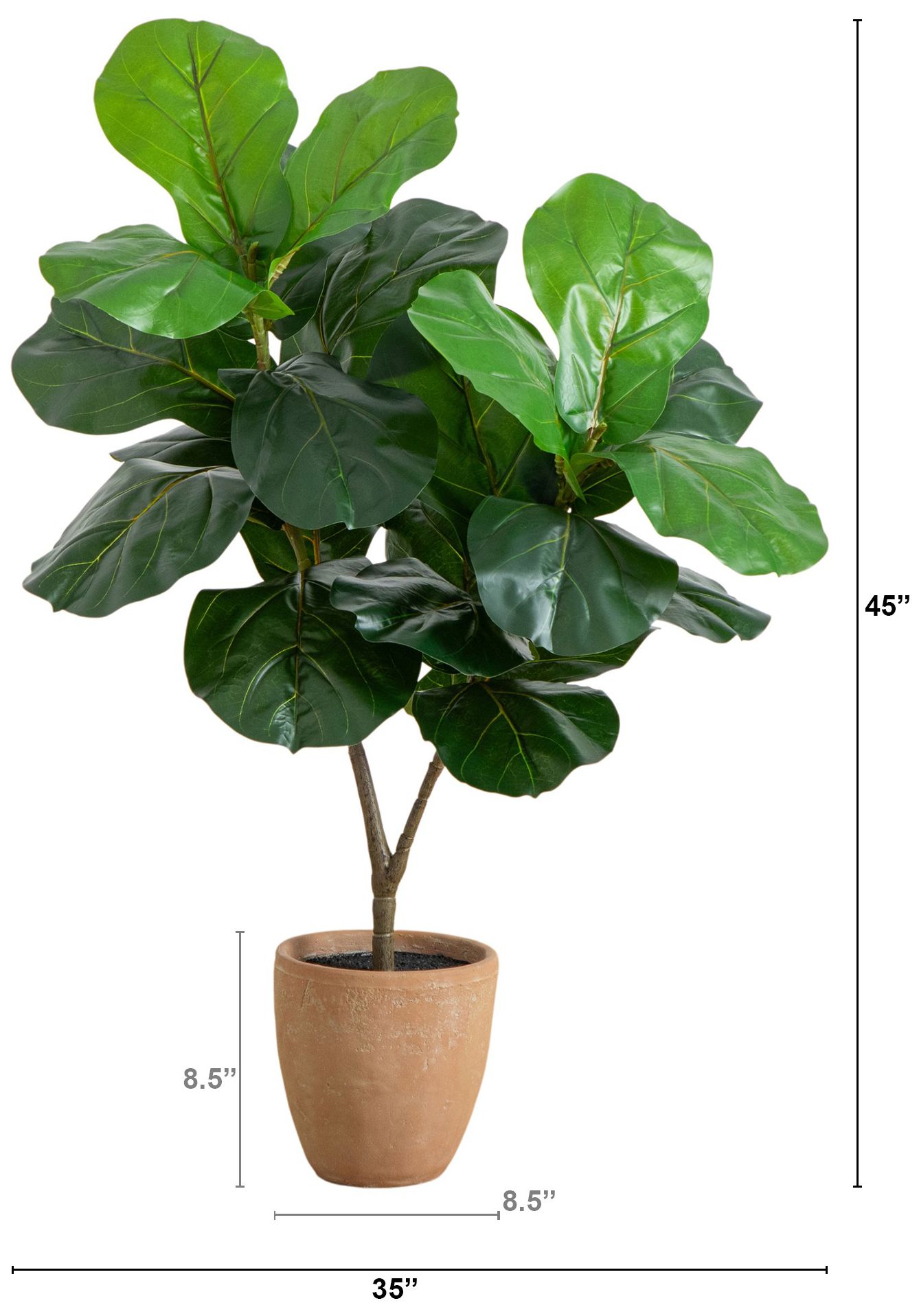 Image 3 45in. Artificial Giant Leaf Fiddle Leaf Fig Tree in Decorative Planter more views