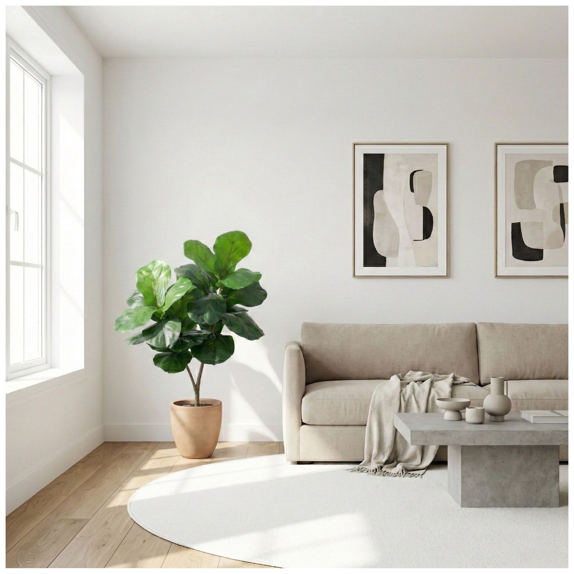 Image 5 45in. Artificial Giant Leaf Fiddle Leaf Fig Tree in Decorative Planter more views