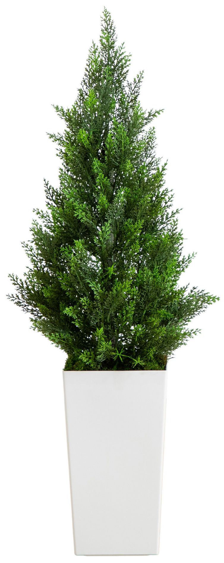 Image 2 45in. UV Resistant Artificial Cedar Tree in White Tower Planter