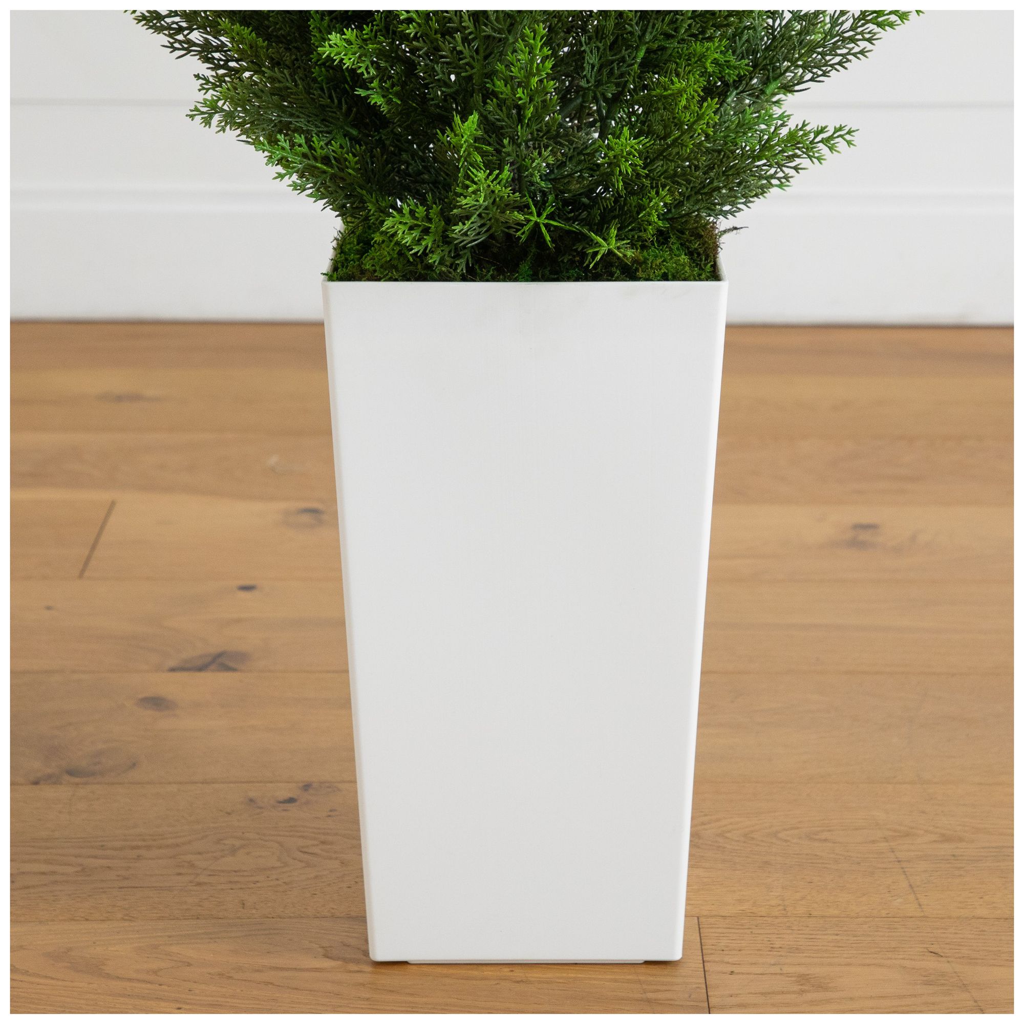 Image 5 45in. UV Resistant Artificial Cedar Tree in White Tower Planter more views