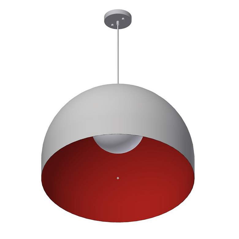 Image 1 45M83 - White Pendant fixture with dome shade in red tone