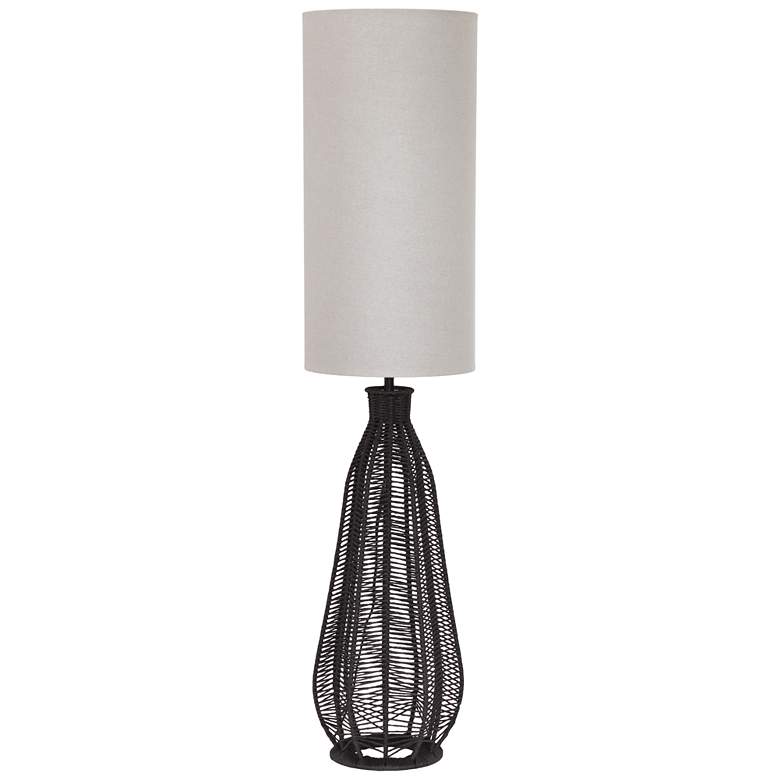 Image 1 46.75" Coastal Inspired Rope Rattan Floor Lamp with Light Gray Shade,