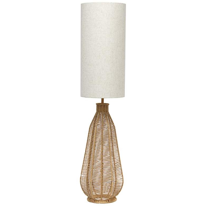 Image 1 46.75" Tall Boho Coastal Rope Rattan Floor Lamp with Beige Shade, Natu