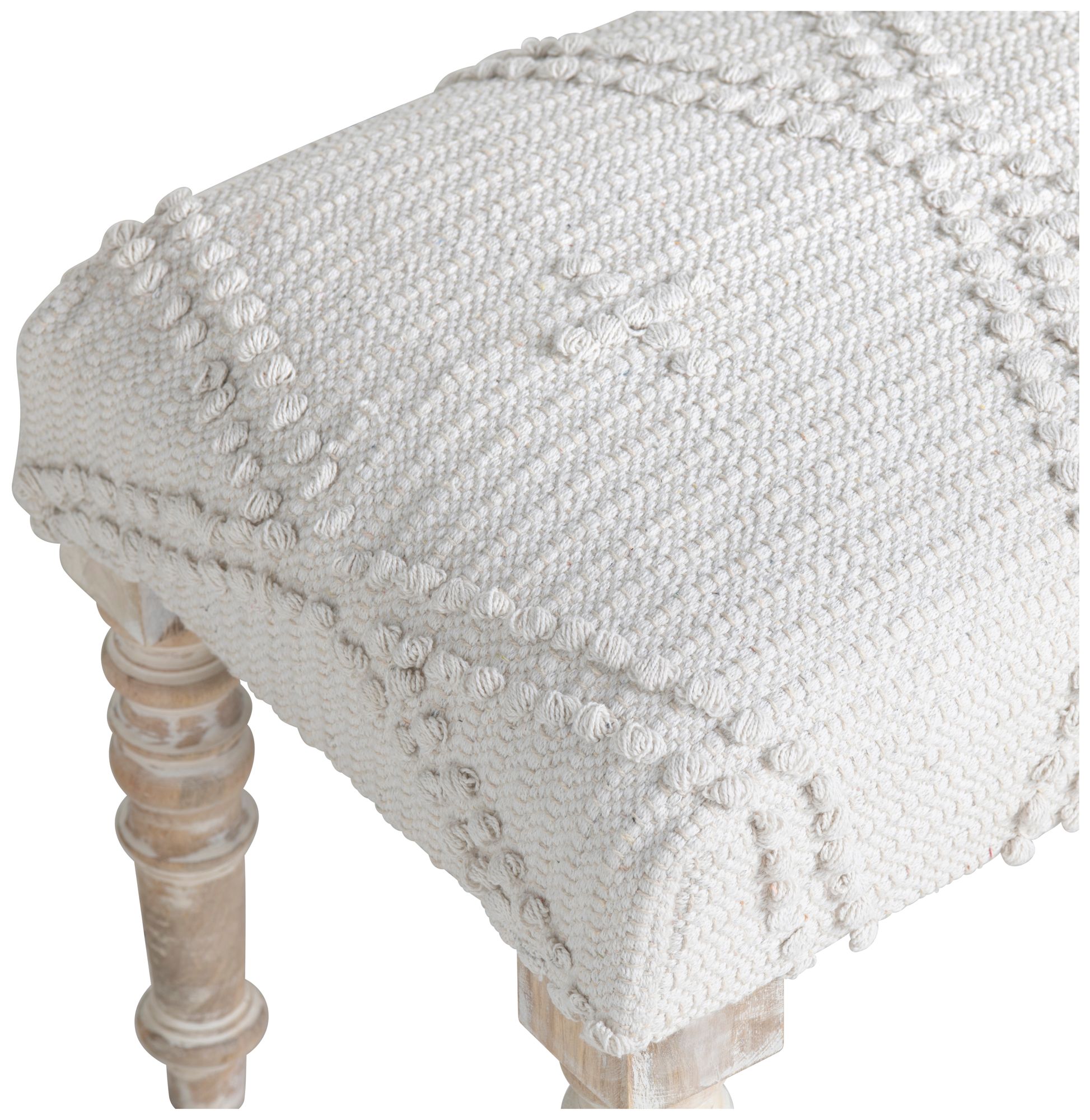 Image 3 46 in. White Upholstered Accent Bench with Cream Solid Wood Frame more views