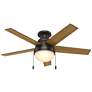 46" Hunter Anslee LED Bronze Finish Ceiling Fan with Pull Chain