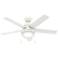 46" Hunter Anslee LED Fresh White Finish Ceiling Fan with Pull Chain