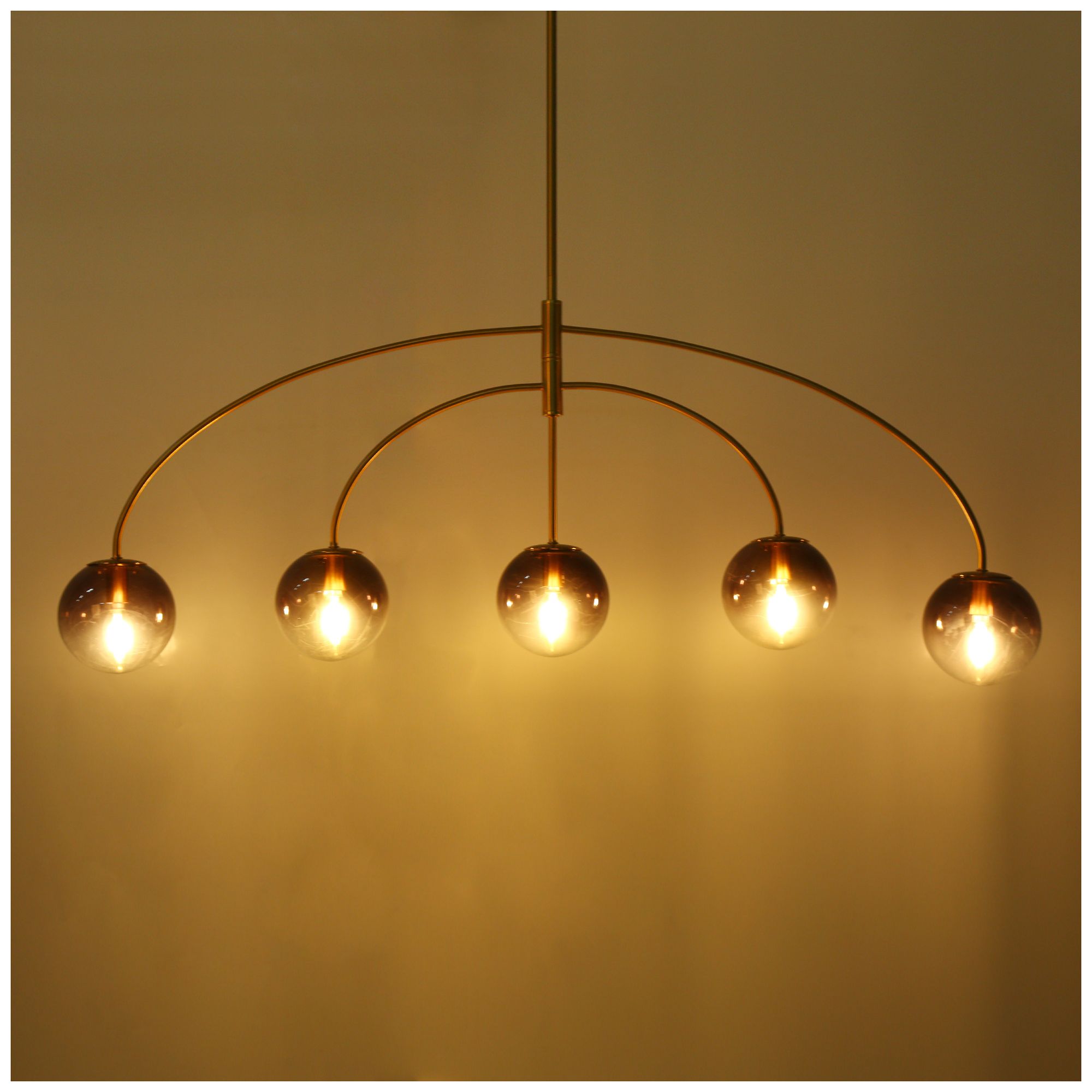 Image 2 46" Wide Brass 5-Light Island Chandelier with Gradient Glass Shades more views