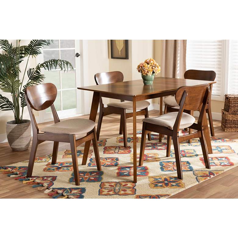 Image 1 Baxton Studio Katya Sand Fabric 5-Piece Dining Set in scene