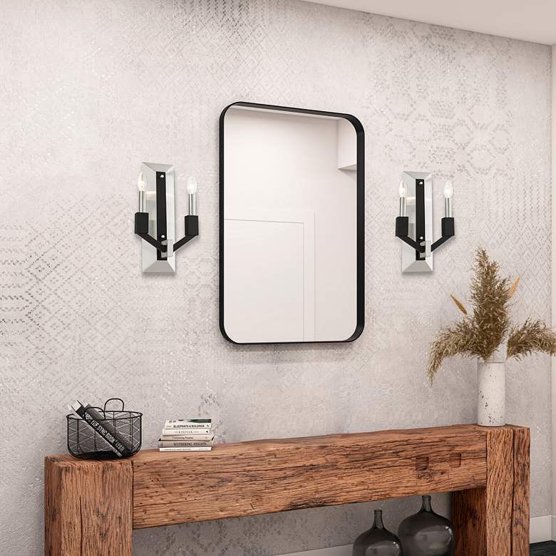 Image 1 Beckett 16 inchH Brushed Nickel and Black 2-Light Wall Sconce in scene