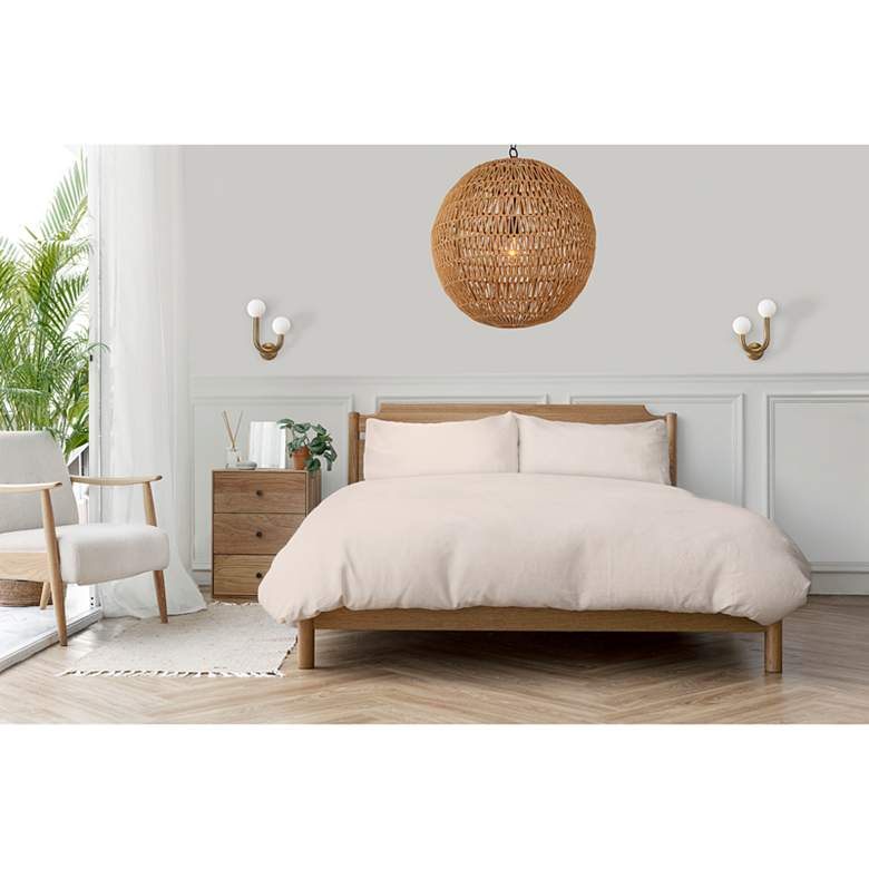 Image 1 Happy 16 1/4" High Natural Brass 2-Light LED Wall Sconce in scene