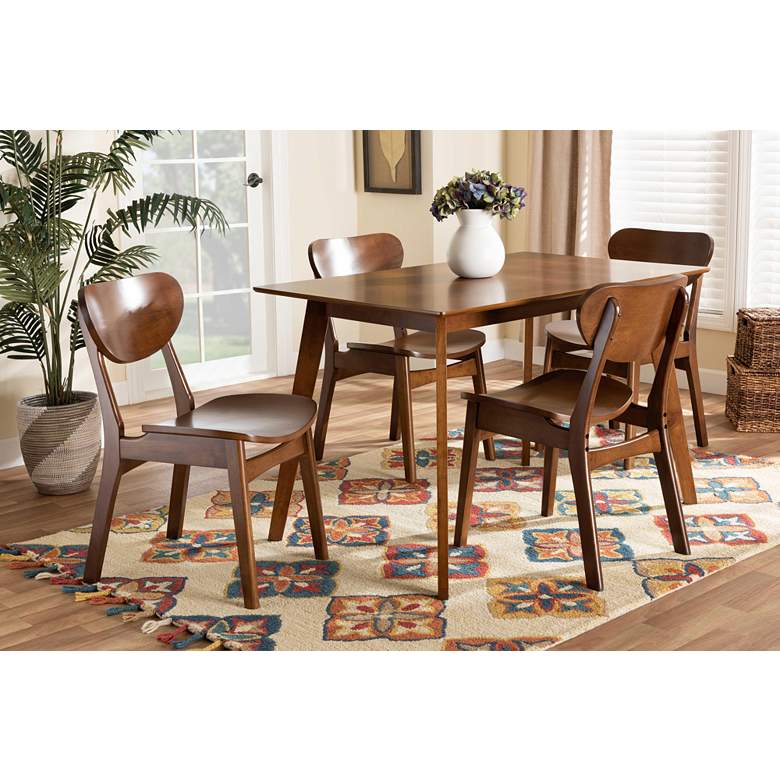 Image 1 Baxton Studio Katya Walnut Brown 5-Piece Dining Set in scene