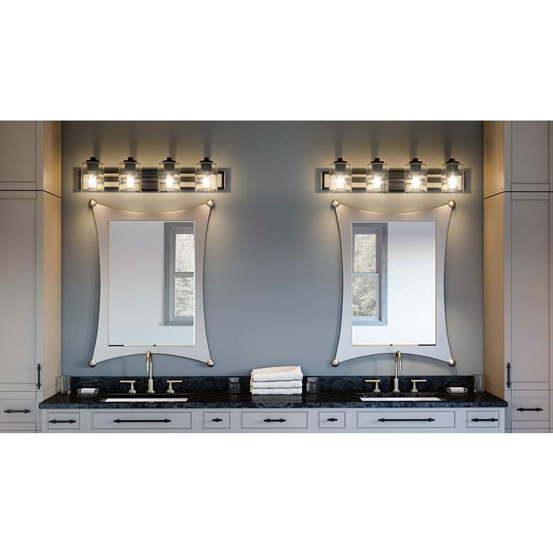 Image 1 Quoizel Lansdowne 32 inch Wide Matte Black 4-Light Bath Light in scene