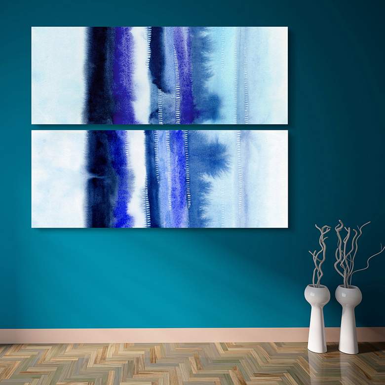 Image 1 Shorebreak Abstract 63"H 2-Piece Glass Graphic Wall Art Set in scene