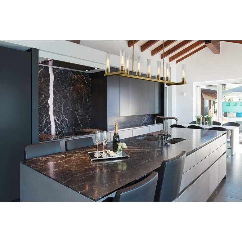 Image 1 Z-Lite Beau 56" Wide Modern Rubbed Brass 9-Light Linear Pendant in scene