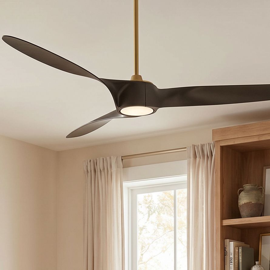 Image 1 72" Casa Vieja Mako Brass and Bronze Indoor/Outdoor LED Ceiling Fan in scene