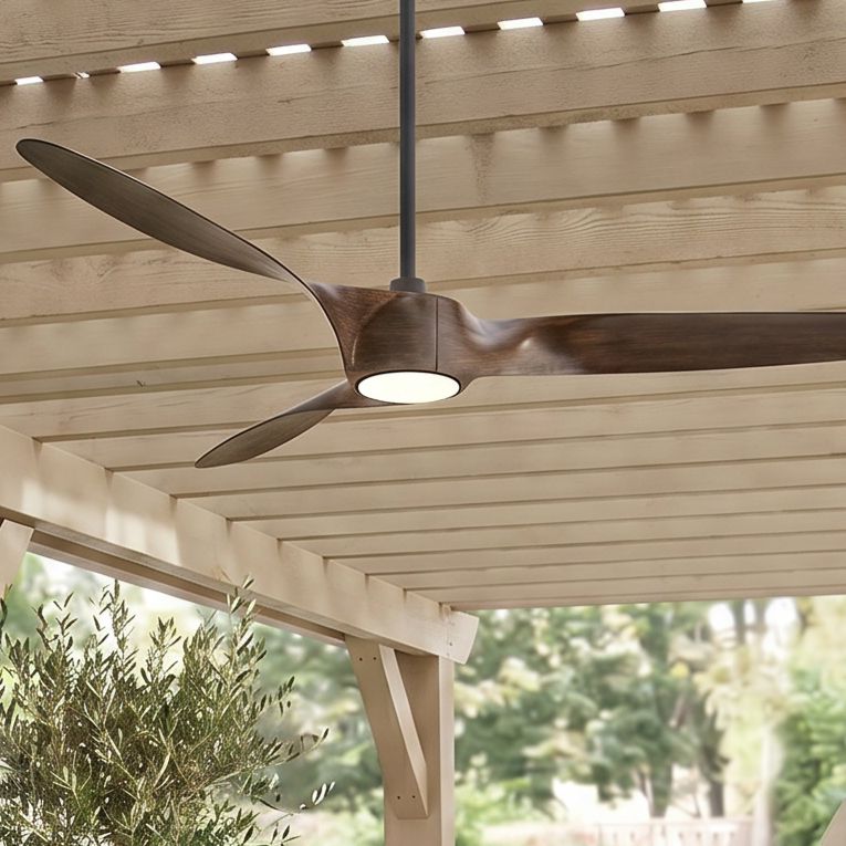 Image 1 58" Casa Vieja Mako Black and Walnut Indoor/Outdoor LED Ceiling Fan in scene