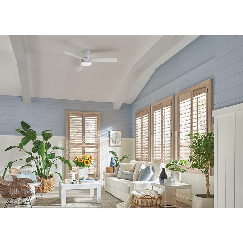 Image 1 44" Hinkley Trey Matte White LED Smart Ceiling Fan in scene