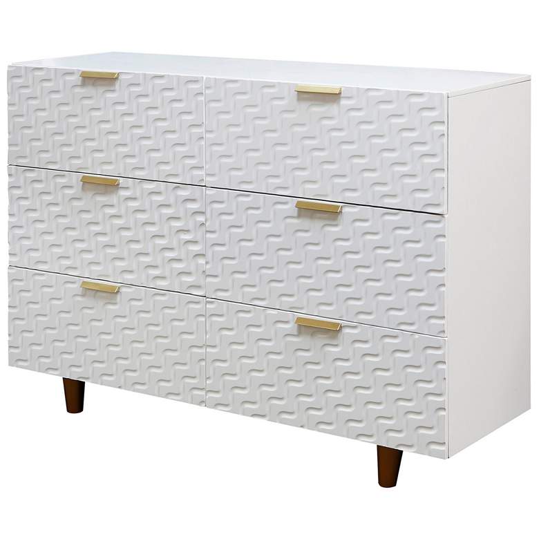 Image 1 47.2 inch Wide Wave Patterned White Contemporary Dresser