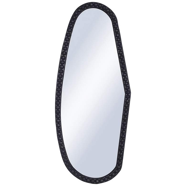 Image 2 47.25 inchH x 19.9 inchW Matte Black Mirror With Organic Shape And Knob F
