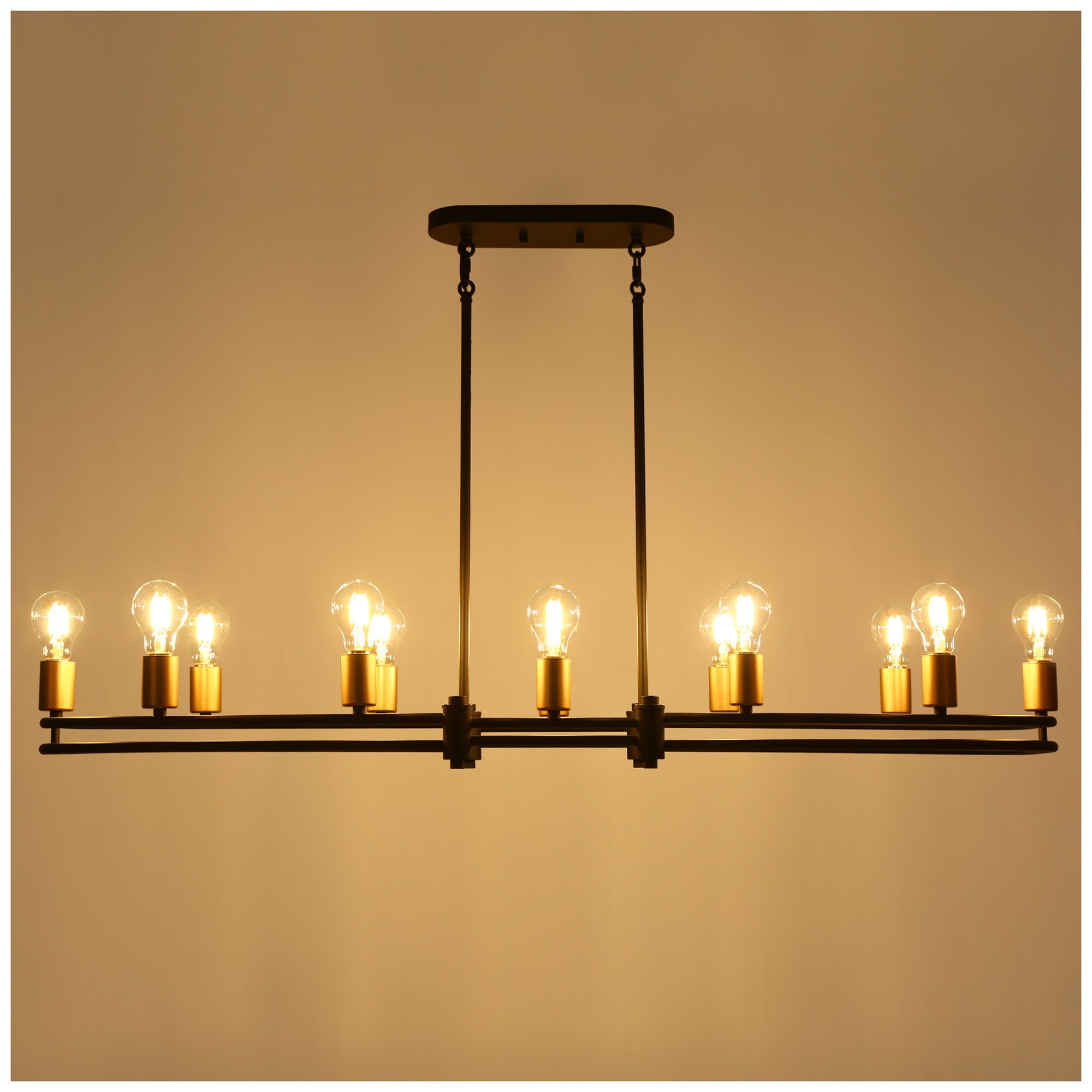 Image 2 47.8" Wide 12-Light Brass Black Kitchen Island Pendant more views