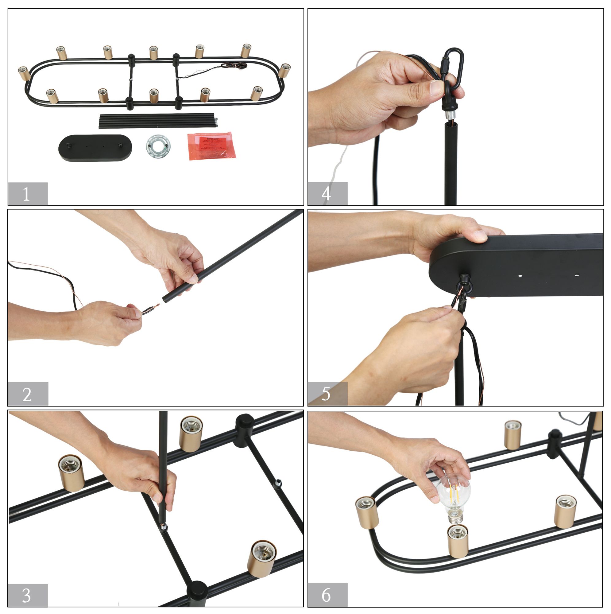 Image 3 47.8" Wide 12-Light Brass Black Kitchen Island Pendant more views