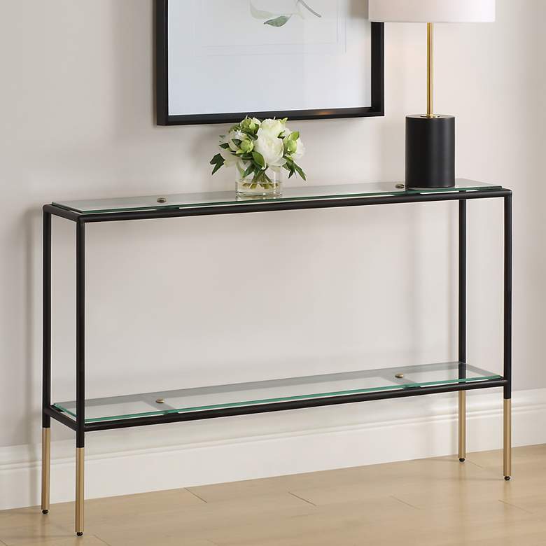 Image 1 47.88" Wide Black and Gold Console Table