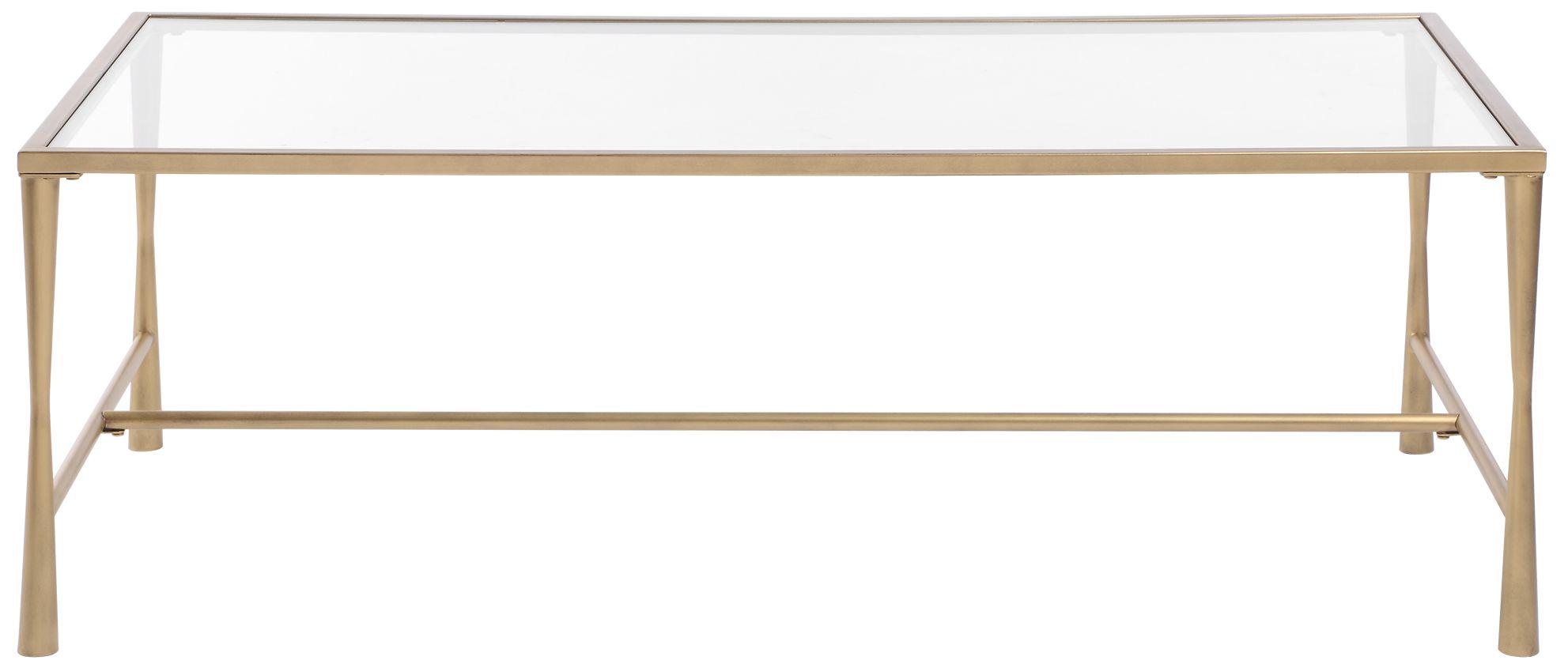 Image 2 47" Wide Gold Metal with Glass Top Coffee Table