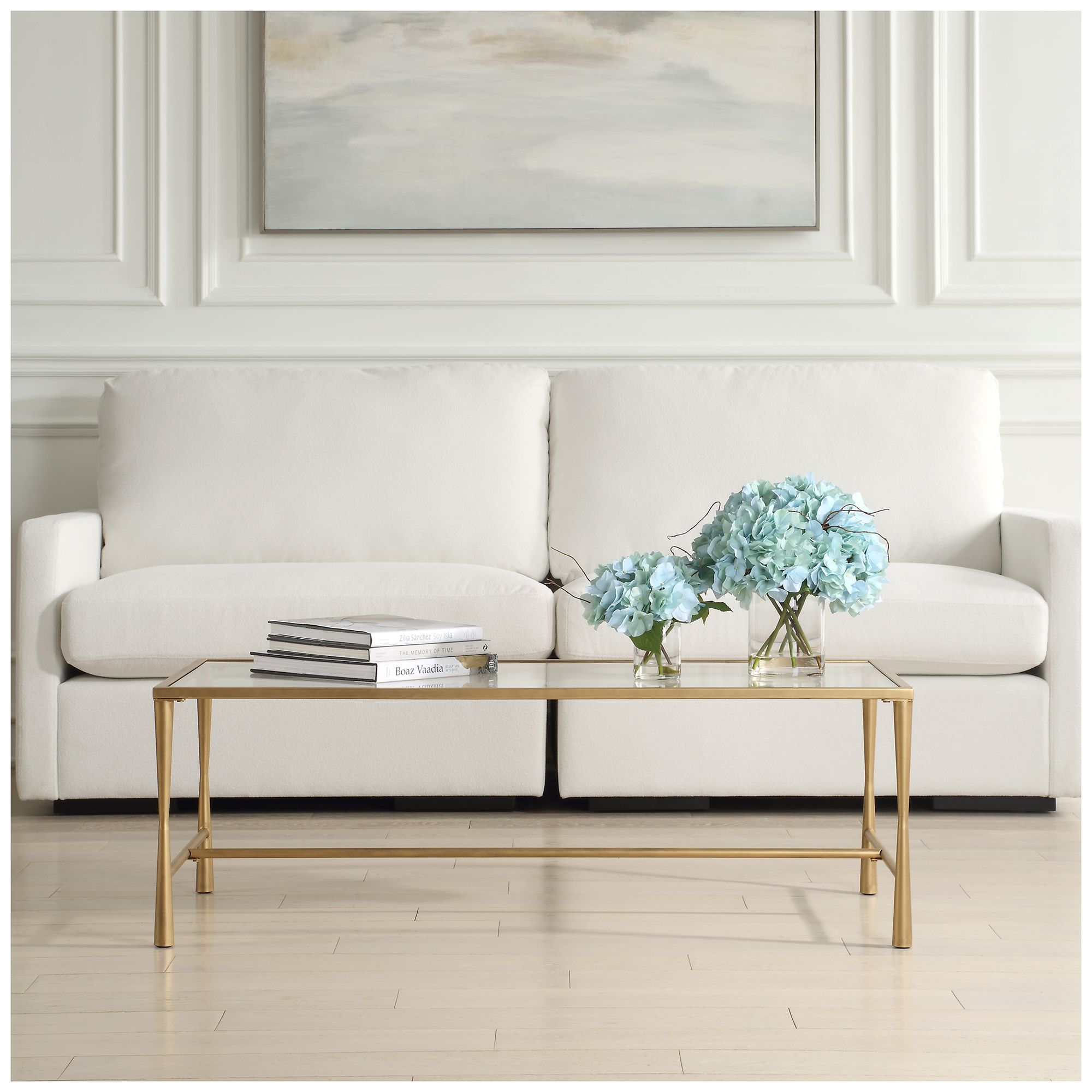 Image 3 47" Wide Gold Metal with Glass Top Coffee Table more views