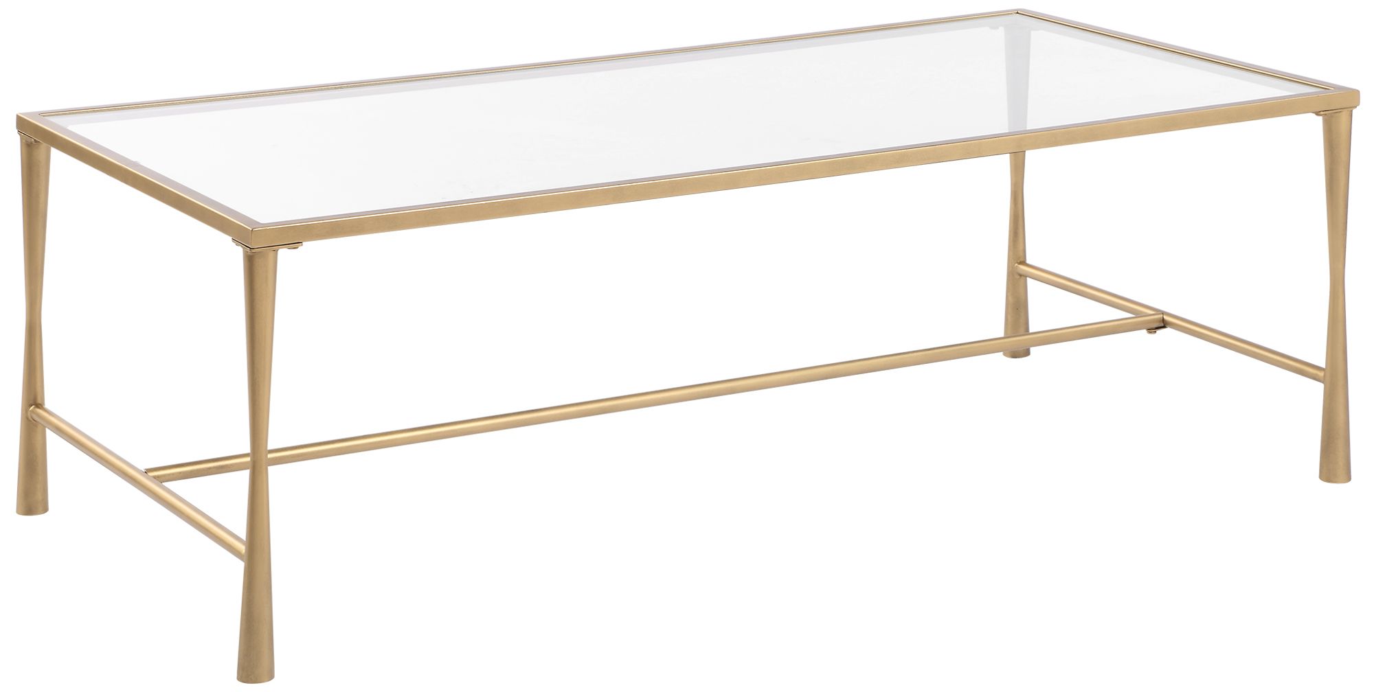 Image 4 47" Wide Gold Metal with Glass Top Coffee Table more views