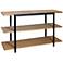 47" Wide Three Tiered Gun Metal and Natural Modern Sofa Console Table