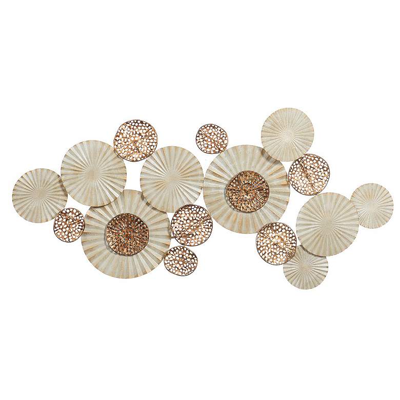 Image 1 47" x 23" Discs Ivory & Gold Handmade Metal Wall Art