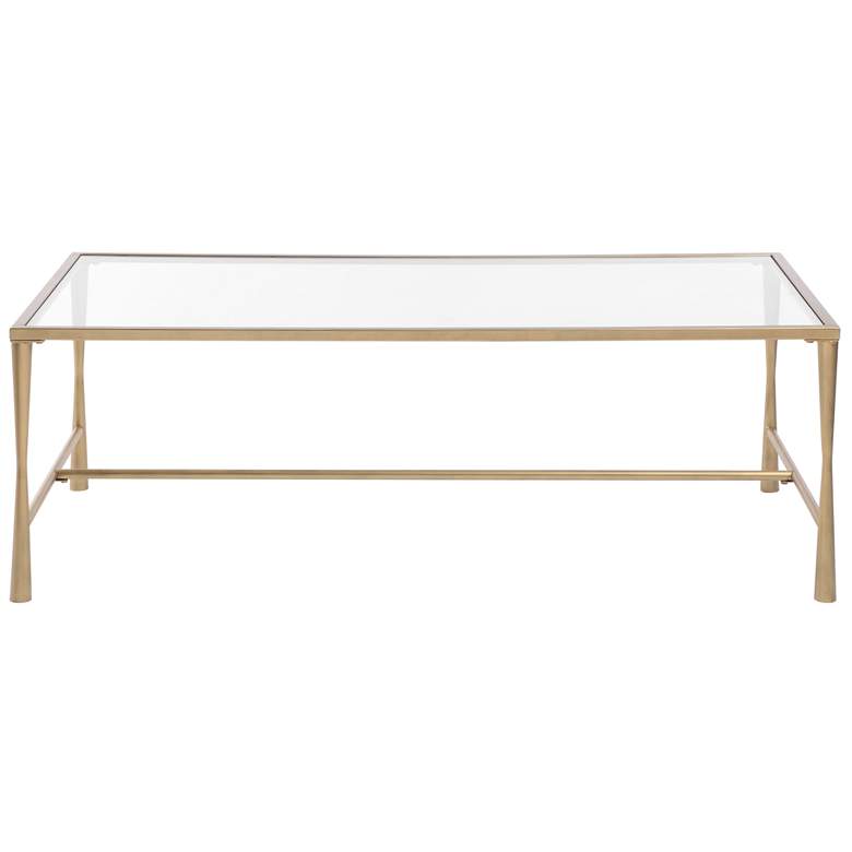 Image 2 47" Wide Gold Metal with Glass Top Coffee Table
