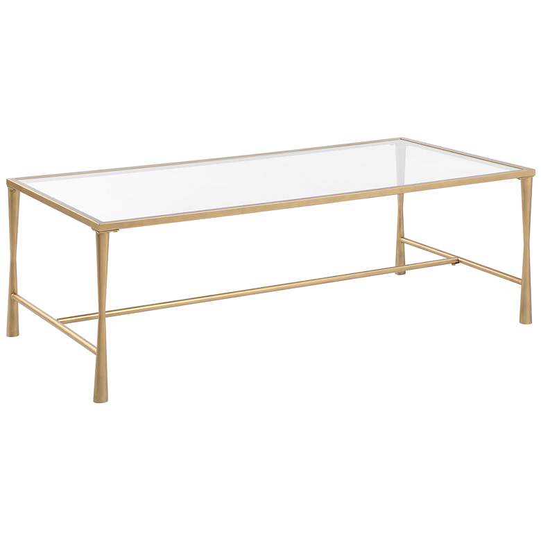 Image 4 47" Wide Gold Metal with Glass Top Coffee Table more views