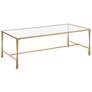 4_47" Wide Gold Metal with Glass Top Coffee Table more views