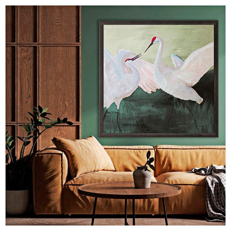 Image 1 White Sandhill Cranes 41"W x 41"H Framed Art in scene