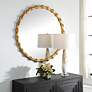 1_Nacala Antiqued Gold 39 1/4" Round Oversized Wall Mirror in scene