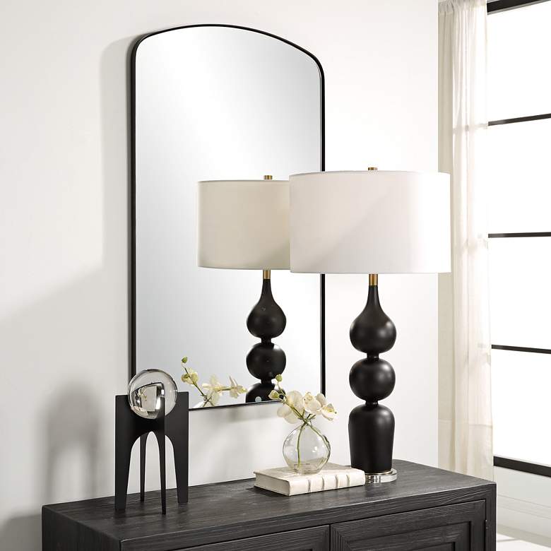 Image 1 Uttermost Tordera Matte Black 24" x 40" Arch Wall Mirror in scene
