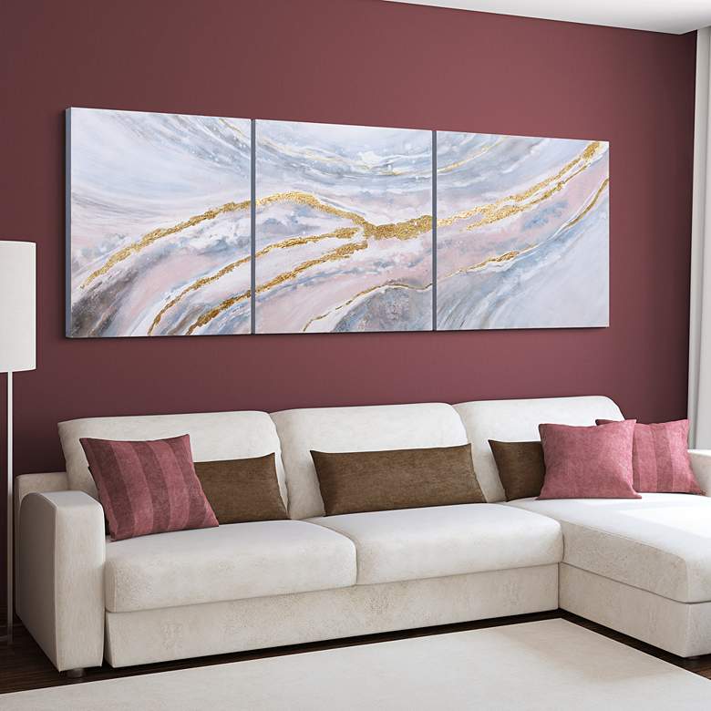 Image 1 Heavens 2 32" Square Metallic 3-Piece Canvas Wall Art Set in scene