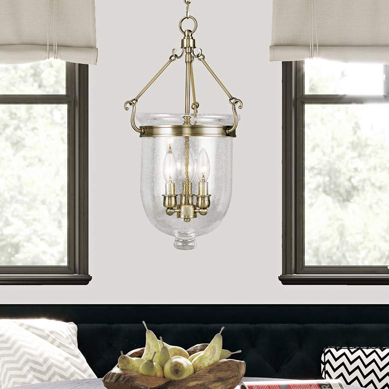 Image 1 Jefferson 10" Wide Antique Brass 3-Light Mini Pendant in scene