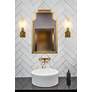 1_Beau 16 3/4" High Rubbed Brass Wall Sconce in scene