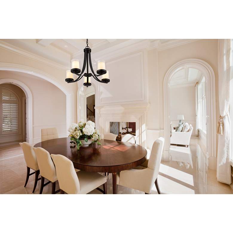 Image 1 Willow 25 1/4" Wide Matte Black 5-Light Chandelier in scene