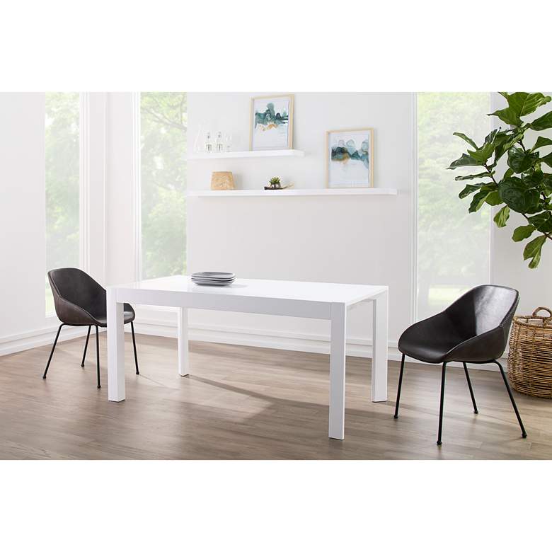 Image 1 Adara 63" Wide White Lacquered Wood Rectangular Dining Table in scene