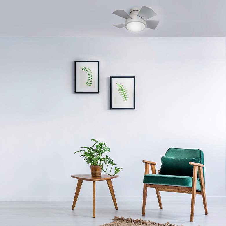 Image 1 26" Vox Titanium Silver 2700K LED Smart Hugger Ceiling Fan in scene