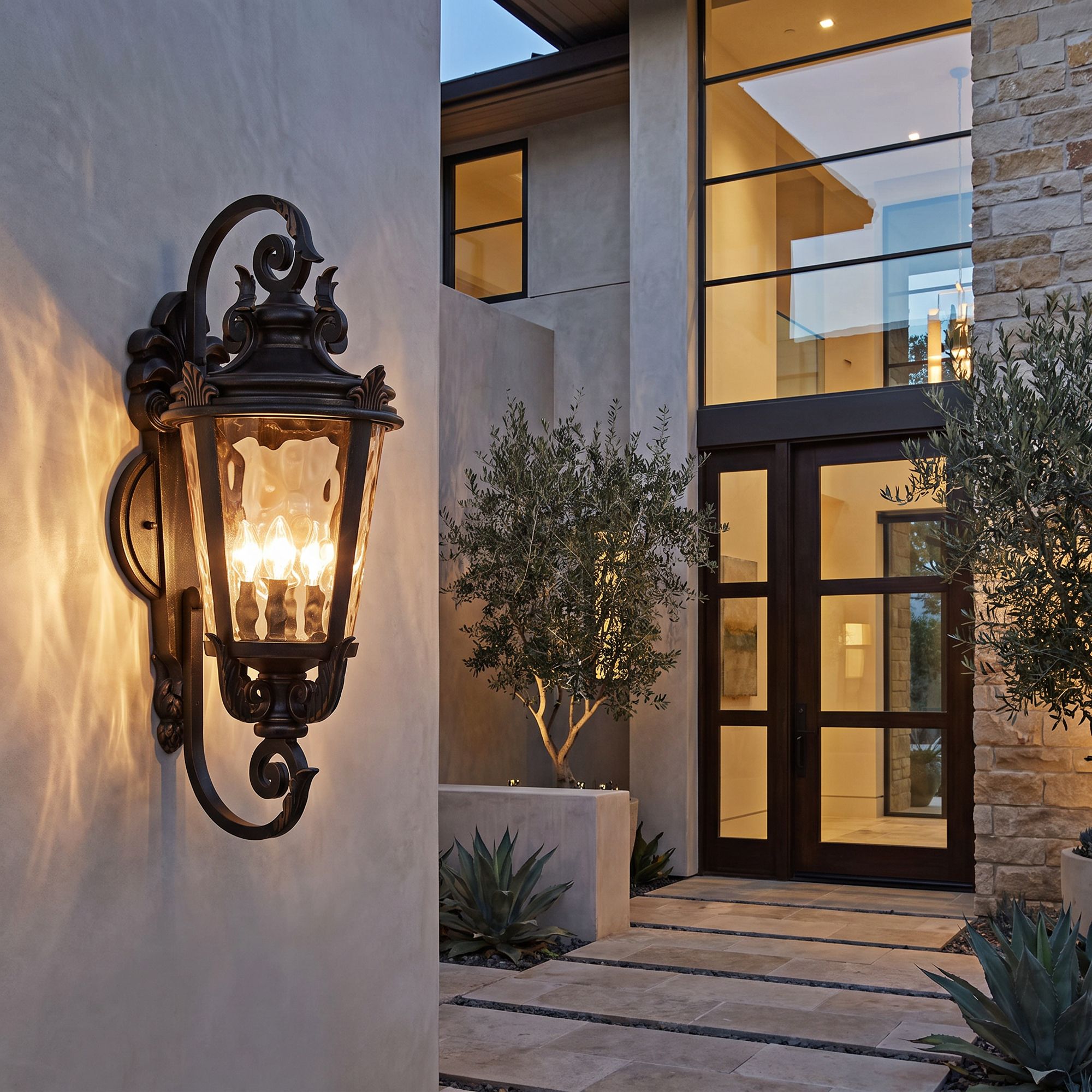 Image 1 John Timberland Casa Marseille 31" Large Bronze Outdoor Wall Light in scene