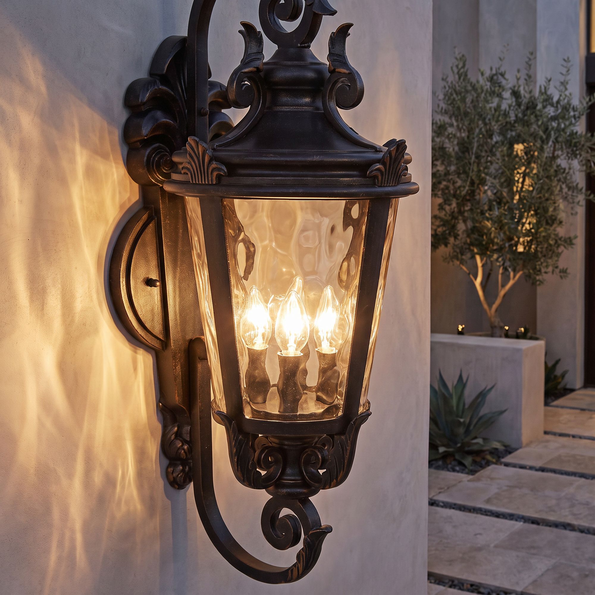 John Timberland Casa Marseille 31" Large Bronze Outdoor Wall Light in scene