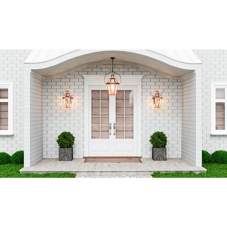 Image 1 Quoizel Burdett 18 1/4" High Aged Copper Outdoor Wall Light in scene